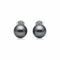 Tahitian Pearl Stud Earrings | 9–10mm | 18k Solid White Gold