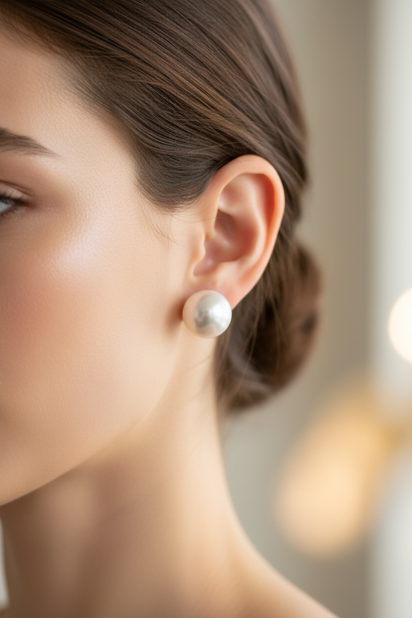 South Sea Pearl Stud Earrings | 9–10mm | 18k Solid Yellow Gold