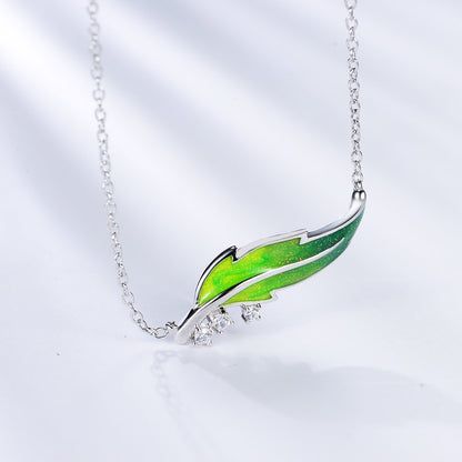 S925 Sterling Silver Leaf Necklace Enamel Painted