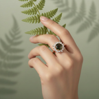 Halo Moss Agate Ring - Proportional on Finger
