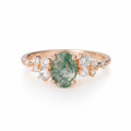 Green Moss Agate Five-Stone Engagement Ring | Rose Gold Sterling Silver