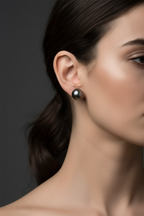 Tahitian Pearl Stud Earrings 8-9mm 18k Yellow Gold - Lifestyle