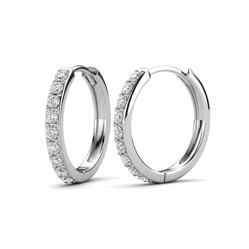 Mini Luxury Hoop White Gold Plated Earrings – Embellished with Swarovski® Crystals
