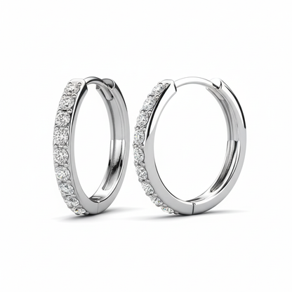 Mini Luxury Hoop White Gold Plated Earrings – Embellished with Swarovski® Crystals