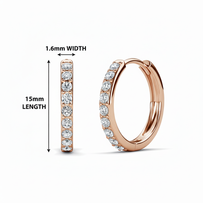 Mini Luxury Hoop Rose Gold Plated Earrings – Embellished with Swarovski® Crystals