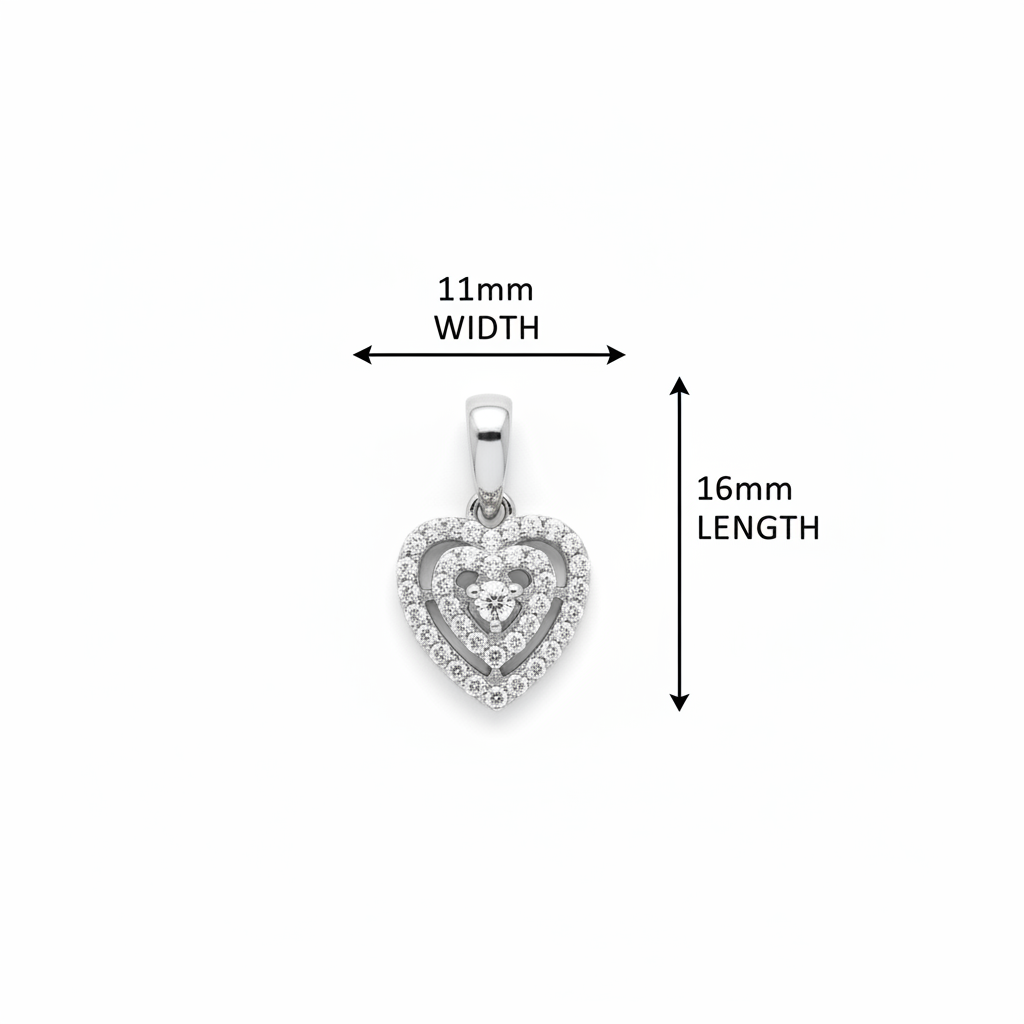 Layered Heart Pendant with Dimensions 2