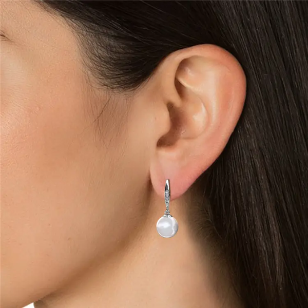 Dhia Cecillia Pearl Drop Earrings for Women – 18K Gold Plated with Swarovski® Crystals