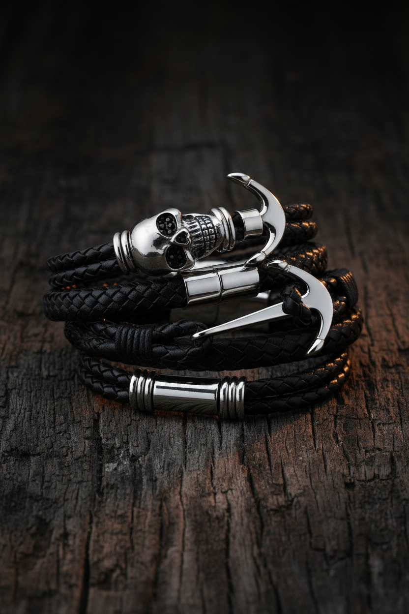 Men's Leather Bracelet Collection Poster