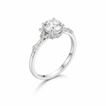 Moissanite Leaf Ring — Three Quarter