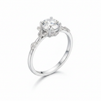 Moissanite Leaf Ring — Three Quarter
