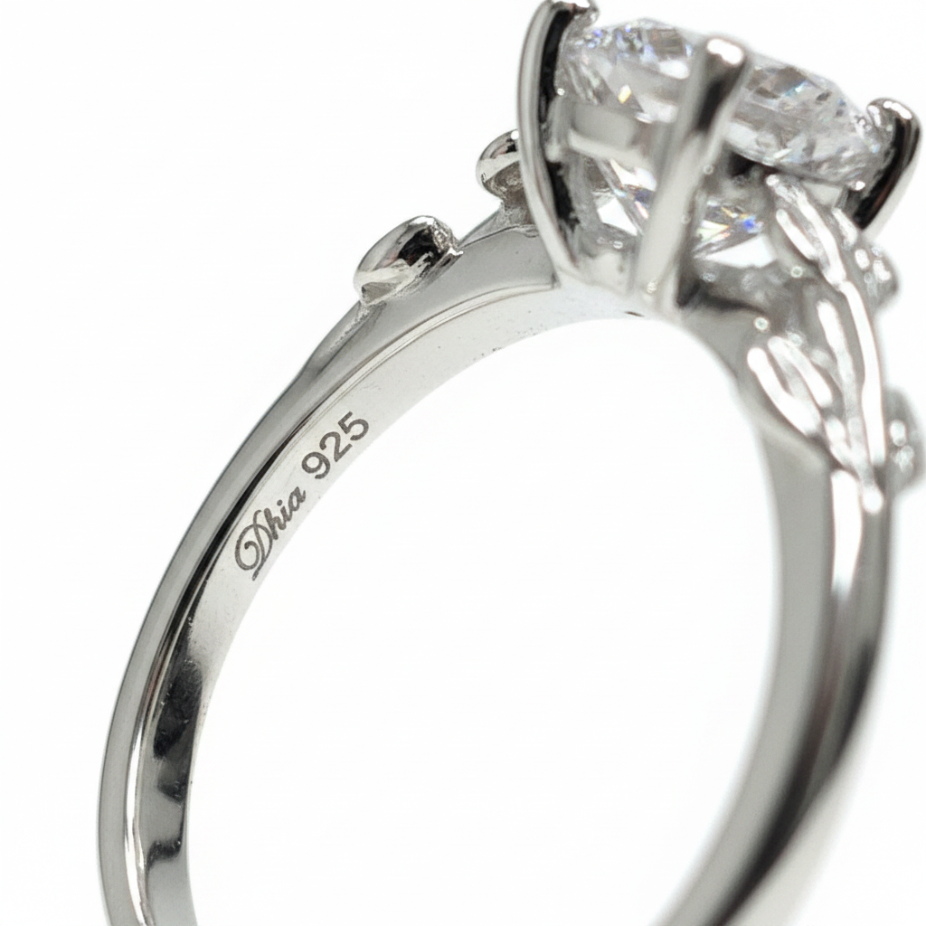 Moissanite Ring - Dhia 925 Engraving