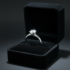 Moissanite Ring in Black Velvet Box