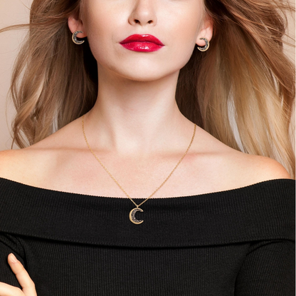 Black Crystal Crescent Moon Earrings