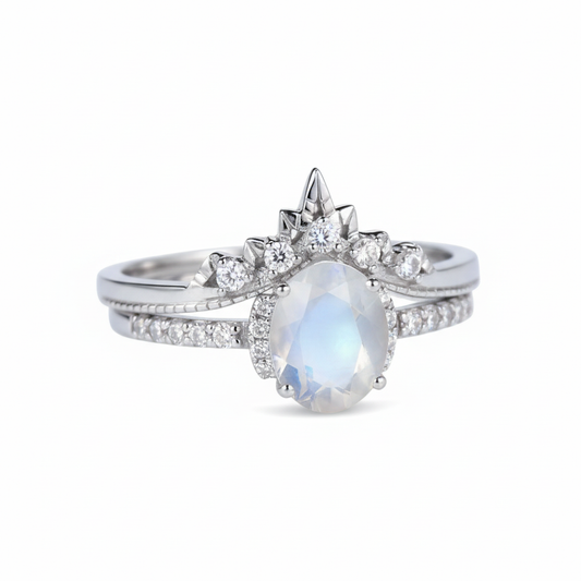 Moonstone Ring - Angled View White BG