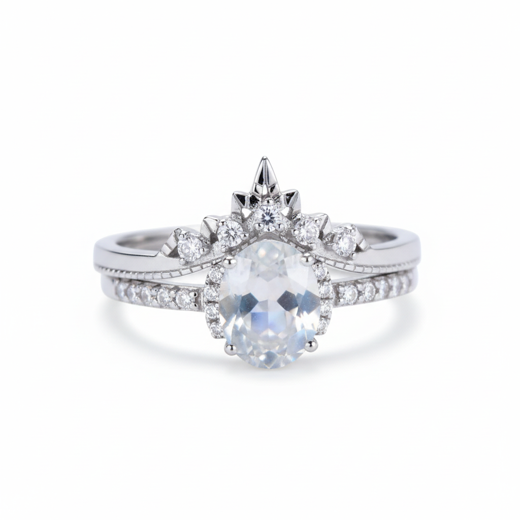 Moonstone Ring - Detail Shot White BG
