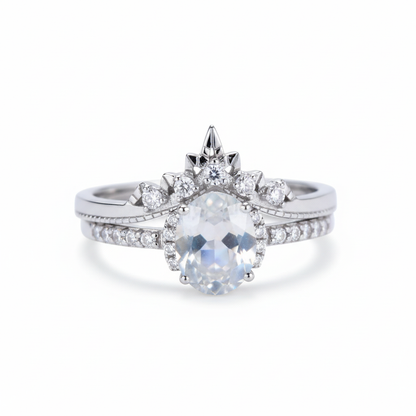 Moonstone Ring - Detail Shot White BG