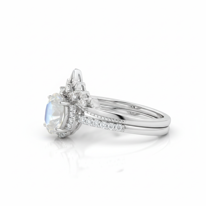Moonstone Ring - Side Profile White BG