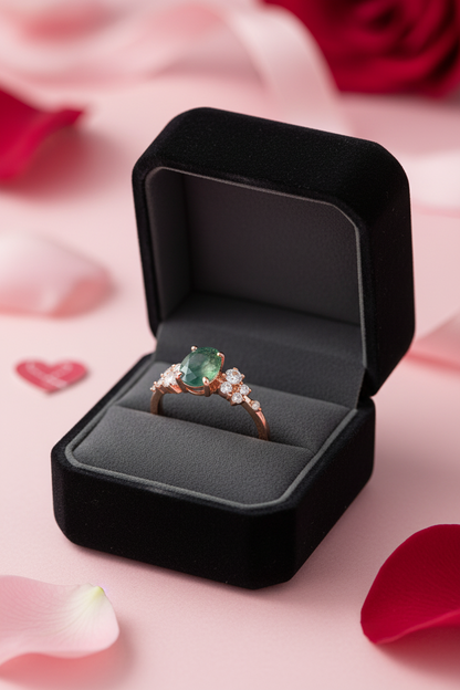 Moss Agate Ring in Black Box 1