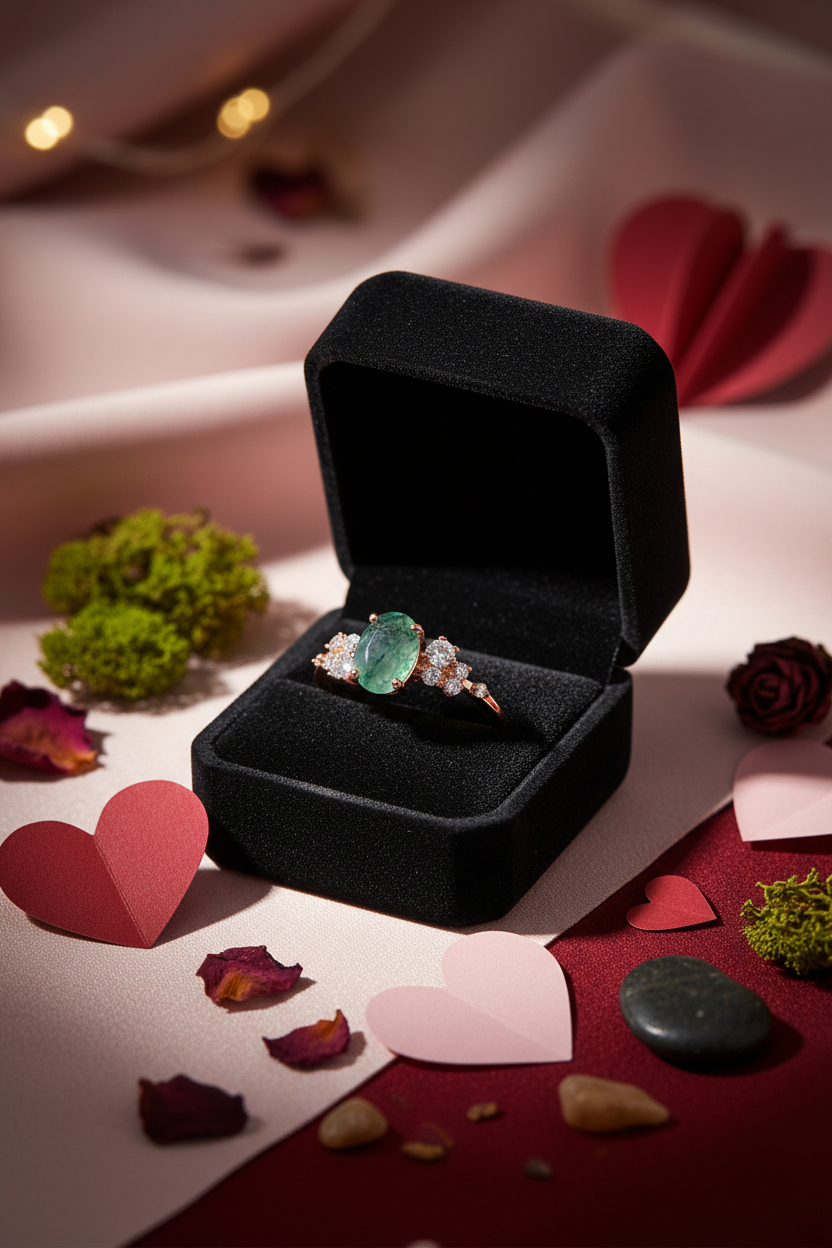 Moss Agate Ring in Black Box 2