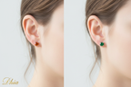 On Model - Orange & Green Studs