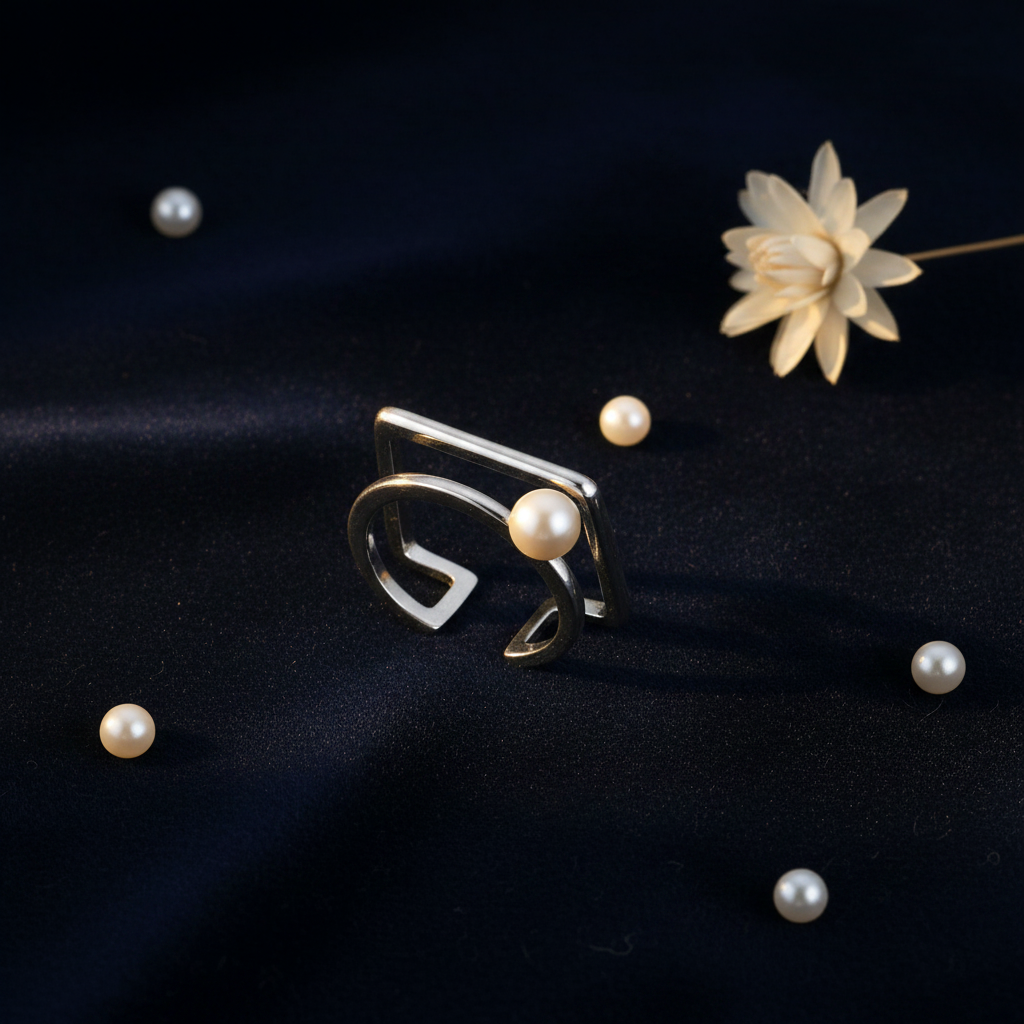 Pearl Trendy Ring – Flat Lay