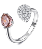 Silver Pear-Shaped Ring with Swarovski Crystal & Pave Band