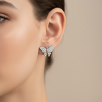 Petite Butterfly Earrings Close-Up on Model