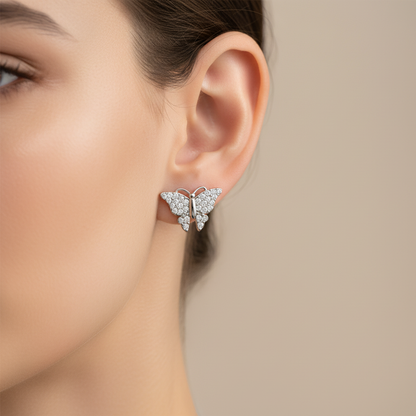 Petite Butterfly Earrings Close-Up on Model
