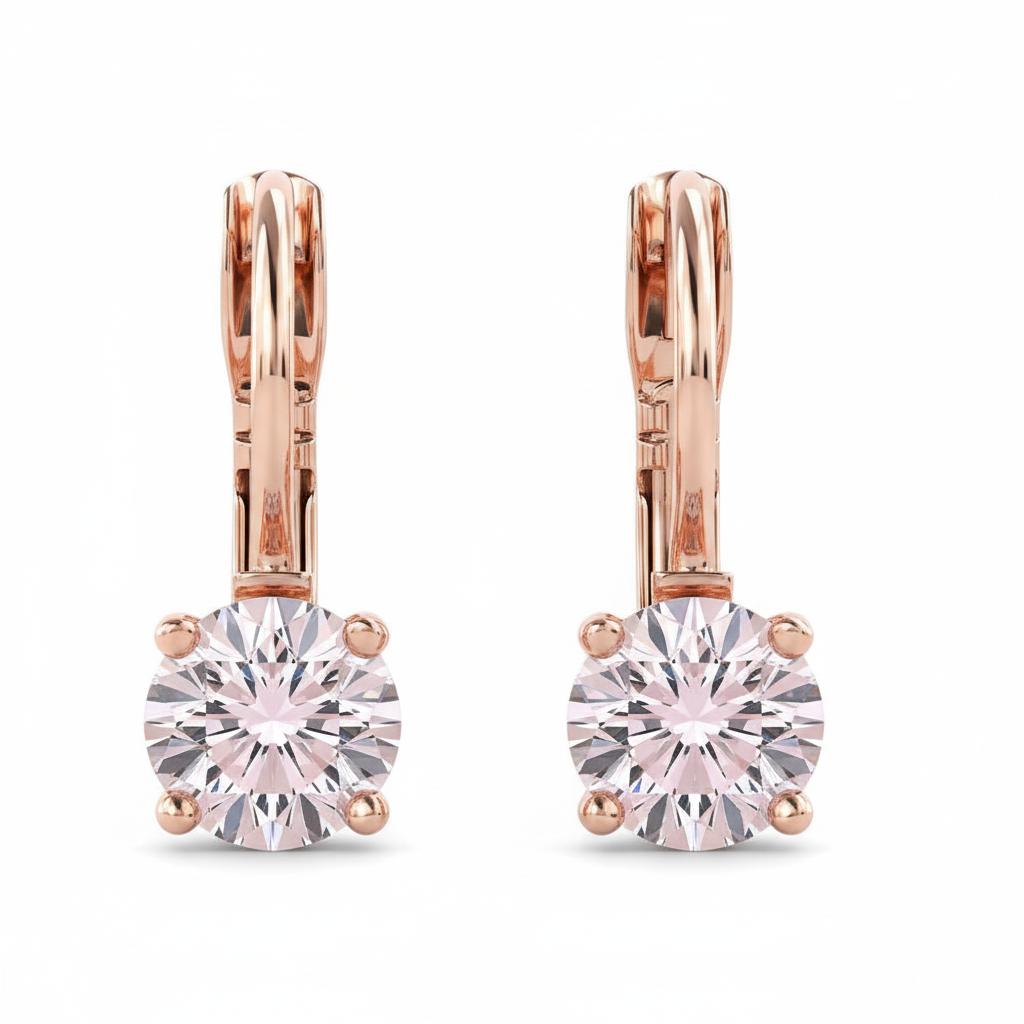 Plain Band Rose Gold Drop Earrings - Upright
