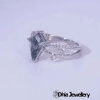 Dhia S925 Kite Cut Moss Agate Leaf  Ring