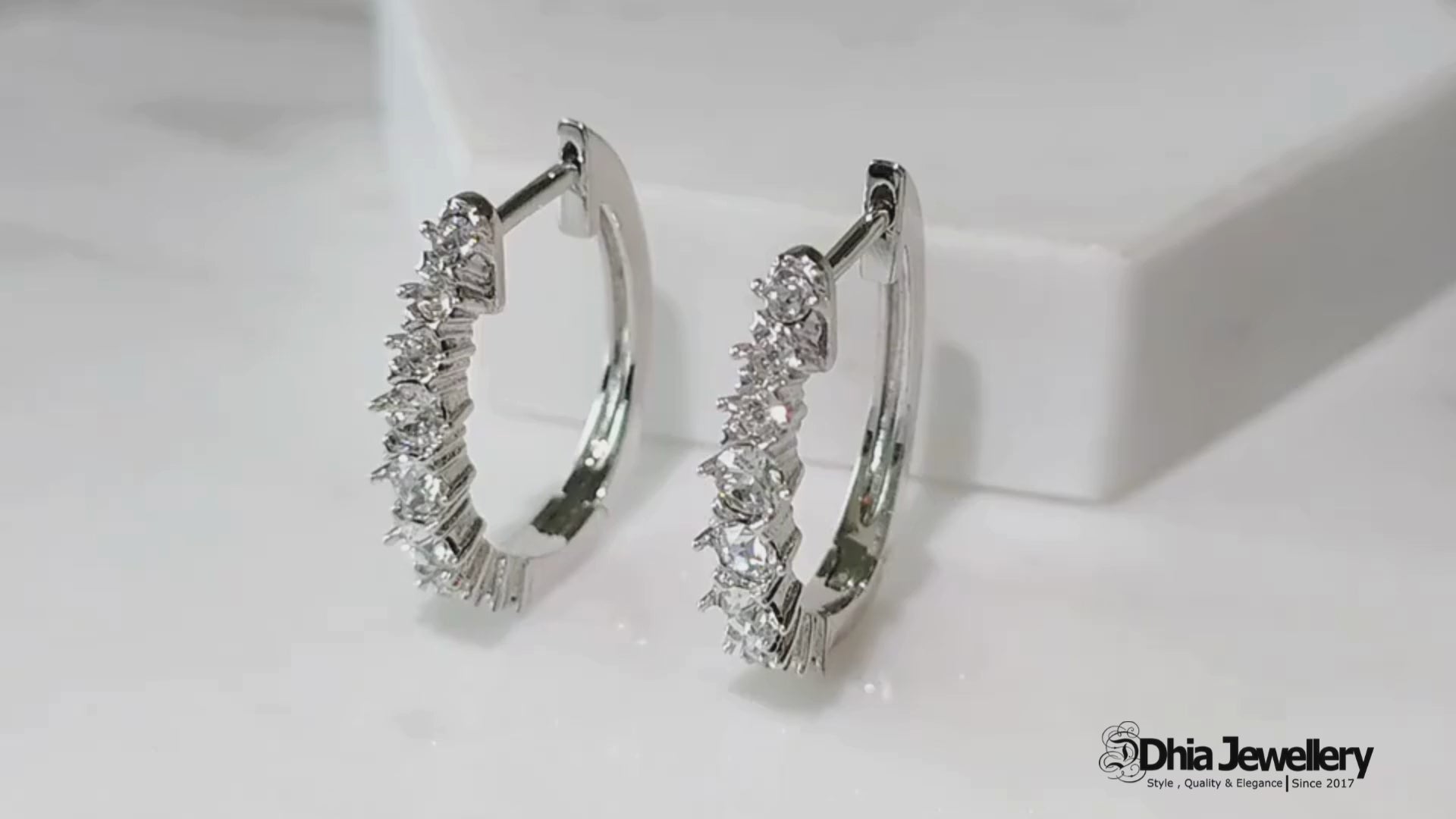 Huggies Pam Clip Rose Gold Plated Earrings embellished with Swarovski Crystal