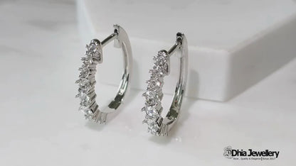 Huggie Hoop Pam Clip Rose Gold Plated Earrings embellished with Swarovski® Crystal