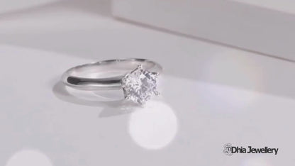 Dhia 1.00Ct Moissanite Solitaire 6-Prong S925 Ring