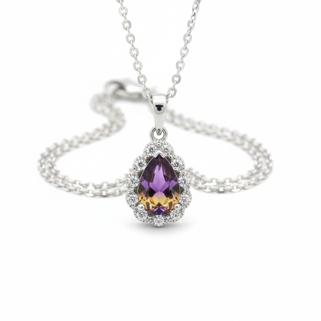 Purple-gold ombre teardrop pendant
