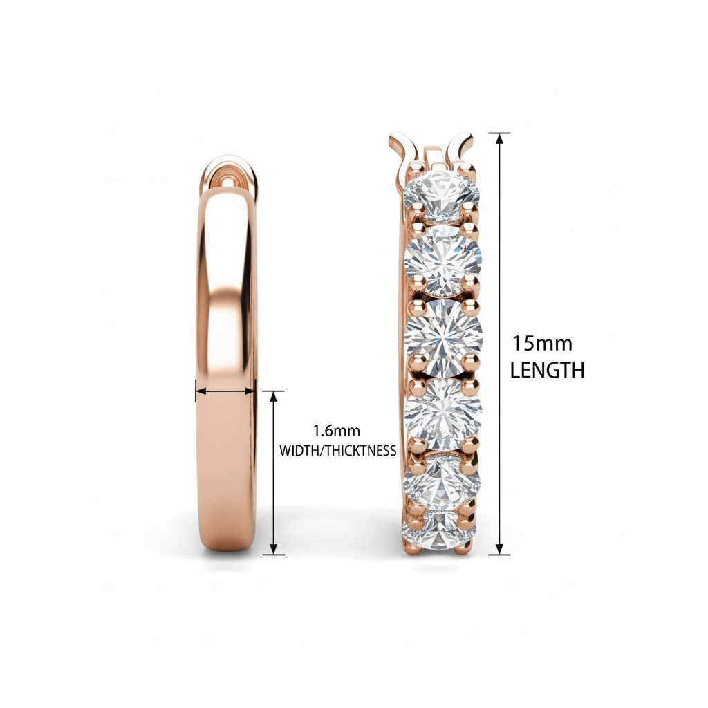 Huggies Pam Clip Rose Gold Plated Earrings embellished with Swarovski Crystal