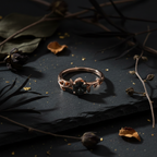 Rose Gold Leaf Ring - Dark Editorial