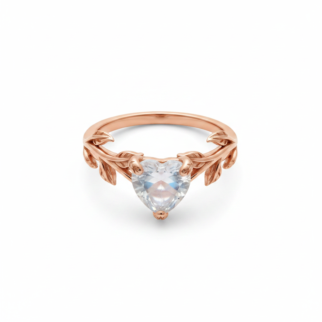 Rose Gold Leaf Ring - Top Down
