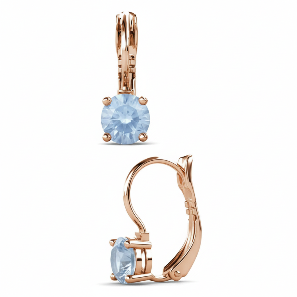 Rose Gold Opal Earrings Vertical