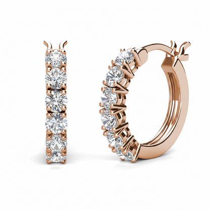 Huggies Pam Clip Rose Gold Plated Earrings embellished with Swarovski Crystal