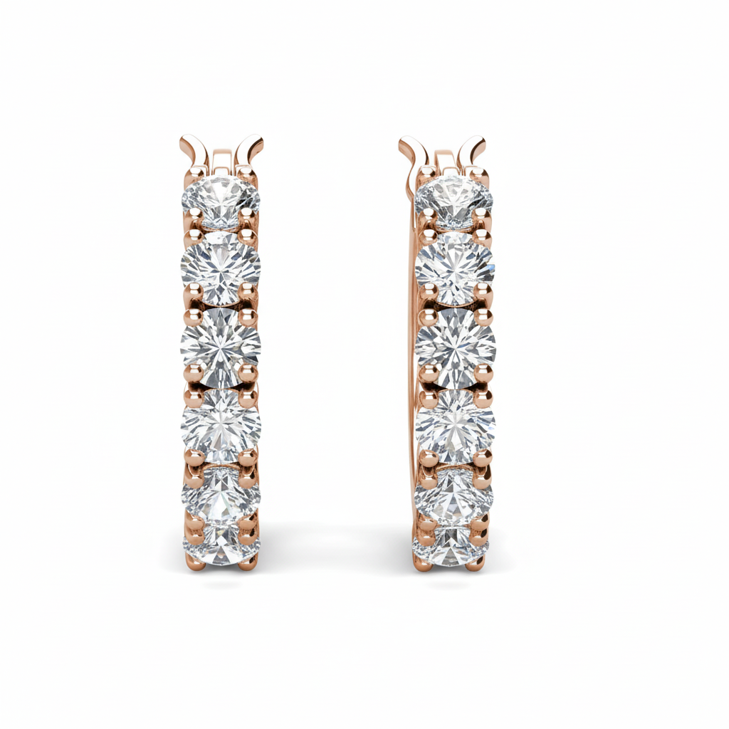 Huggies Pam Clip Rose Gold Plated Earrings embellished with Swarovski Crystal