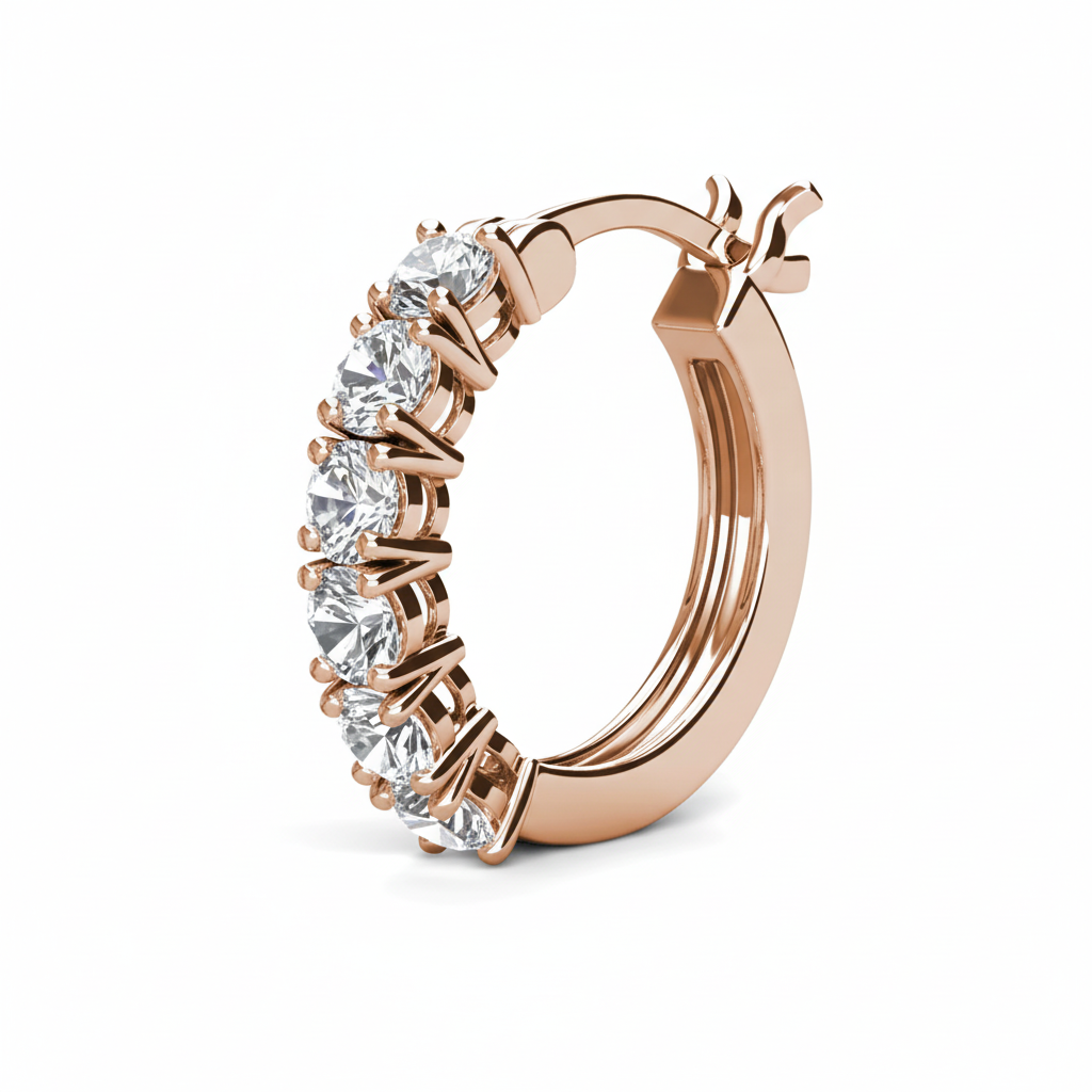 Huggies Pam Clip Rose Gold Plated Earrings embellished with Swarovski Crystal