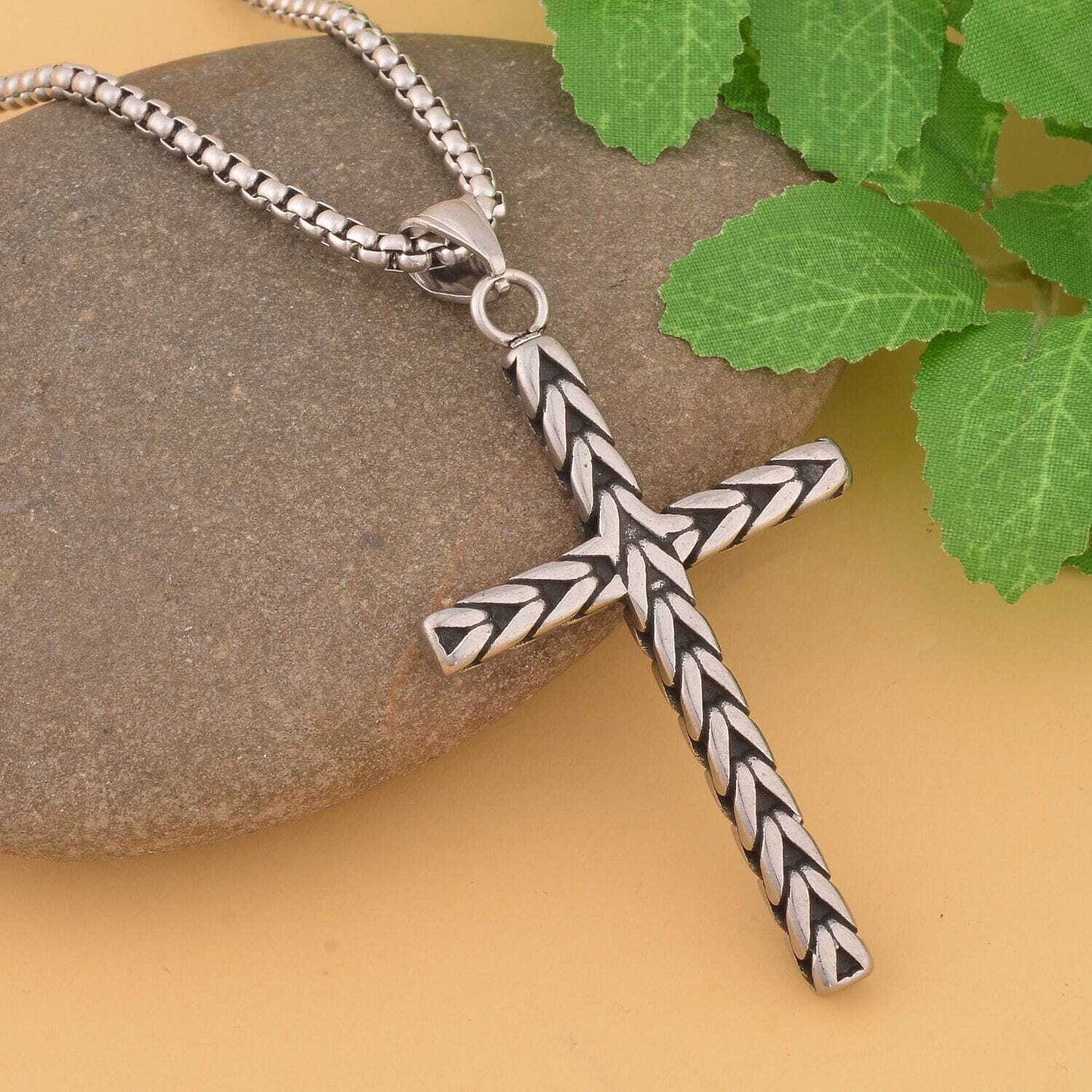 Trendy Wheat Cross Necklace