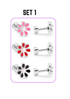 Set of 3 Daisy Stud Earrings