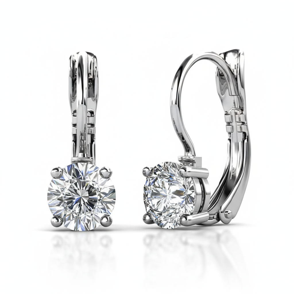 Silver Crystal Earrings Angled