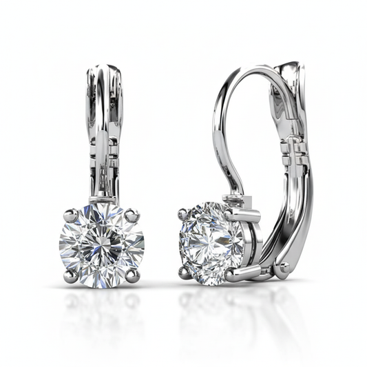 Silver Crystal Earrings Angled