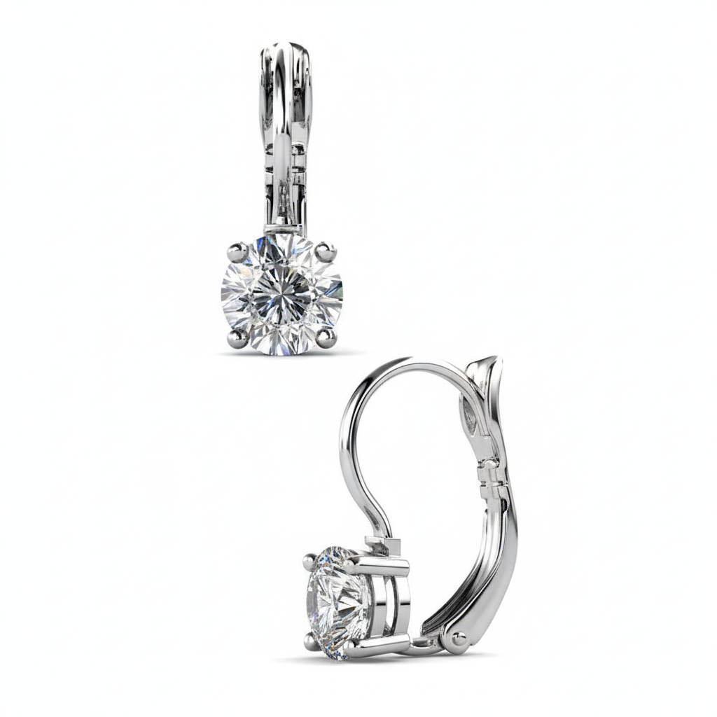 Silver Crystal Earrings Vertical