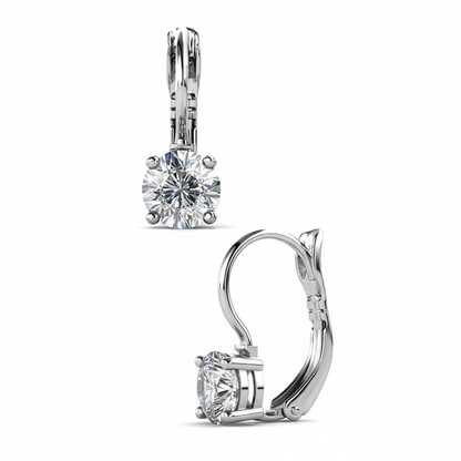 Silver Crystal Earrings Vertical