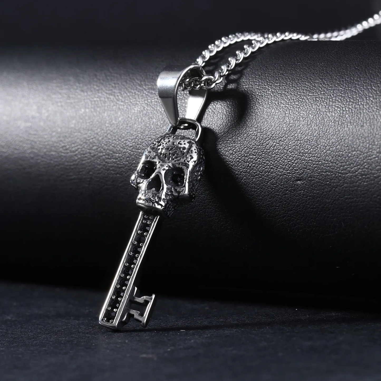 Key Skull Necklace in Stainless Steel