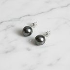 Tahitian Pearl Studs 18k White Gold - Flat Lay