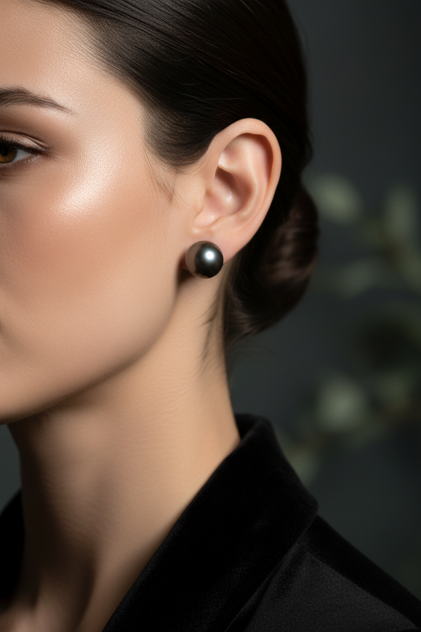Tahitian Pearl Studs 18k White Gold - Lifestyle